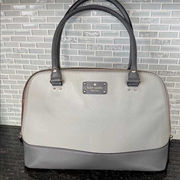 kate spade Two-Tone Gray and Dark Gray Leather Satchel - Picture 8 of 9